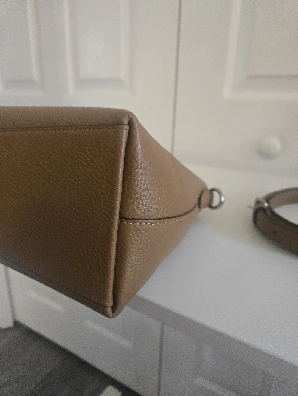 Coach Tan Pebbled Leather GEORGIA Satchel with Detachable Strap - Picture 9 of 15